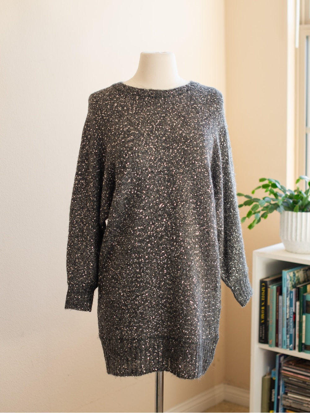 Frame Heather Gray Sequin Sweater Dress XS